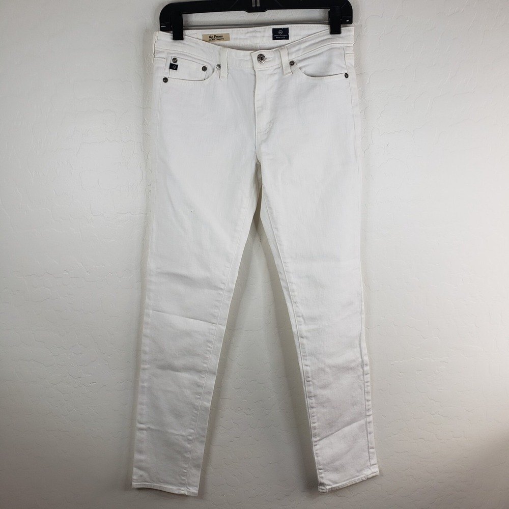 AG Adriano Goldschmied Jean Women's 27R White The Prima Ankle Mid Rise Cigarette